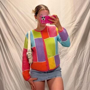 talbots 90s colorblock sweater cotton multicolor
